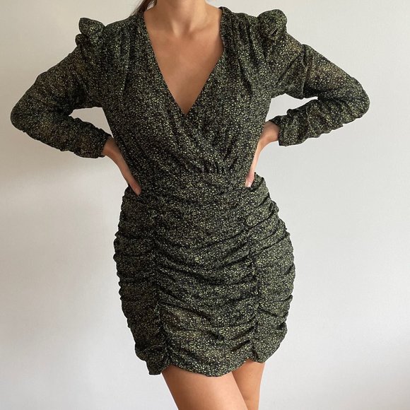 Patterned Zara ruched dress, size 4 - Picture 3 of 6